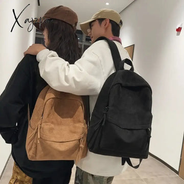 Men And Women Suede Solid Backpack Fashion College Couple Leisure Bagpack Winter School Bag Cute